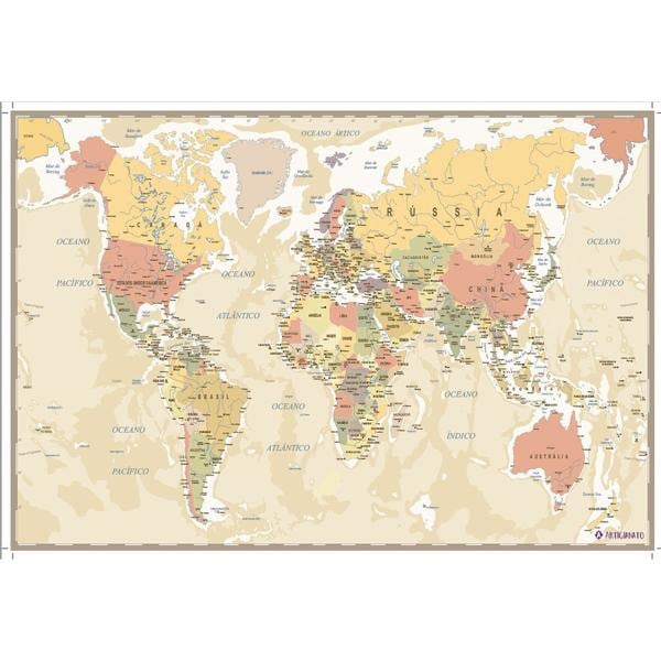 Mapa Mundi retrô adesivado 105 Artigianato CX 1 UN