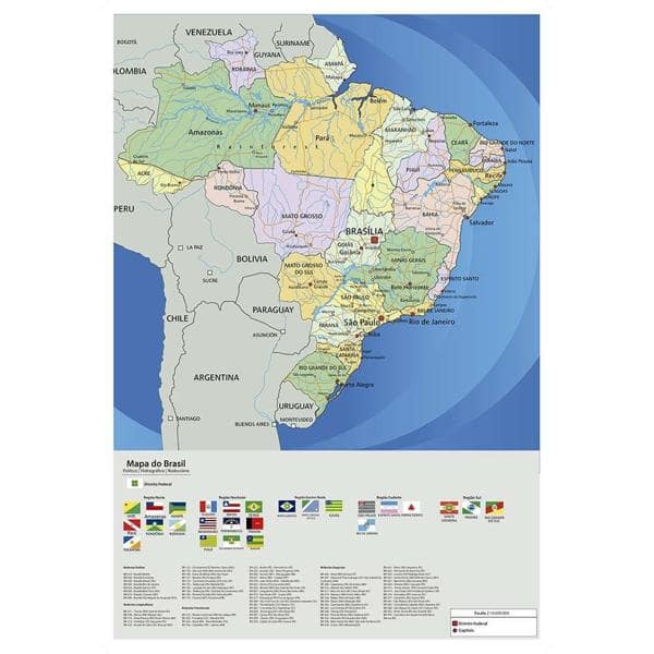 Mapa Brasil plastificado 102 Artigianato CX 1 UN