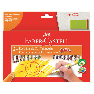 Lápis de Cor Jumbo Triangular 24 Cores, Faber-Castell - CX 1 UN Lápis de Cor Jumbo Triangular 24 Cores, Faber-Castell - CX 1 UN