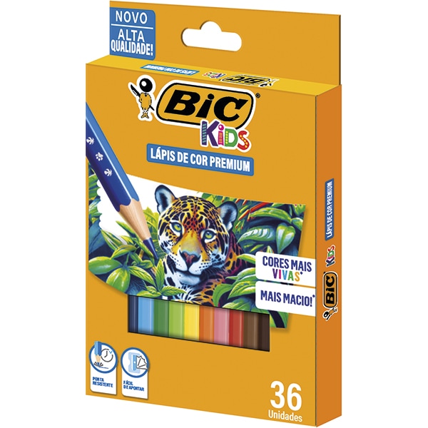 Lápis de Cor sextavado, 36 Cores, BIC - CX 36 UN