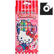 Lápis de Cor 12 cores, Triangular, Hello Kitty, 10255, Leonora - CX 1 UN