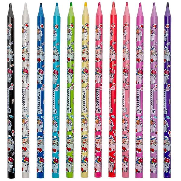 Lápis de Cor 12 cores, Triangular, Hello Kitty, 10255, Leonora - CX 1 UN Lápis de Cor 12 cores, Triangular, Hello Kitty, 10255, Leonora - CX 1 UN