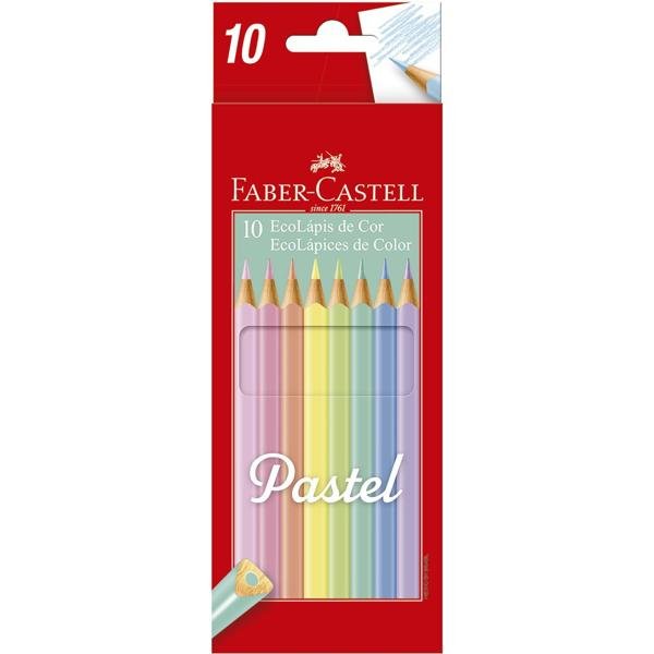 Lápis de Cor Triangular EcoLápis Pastel 10 Cores Faber-Castell CX 1 UN