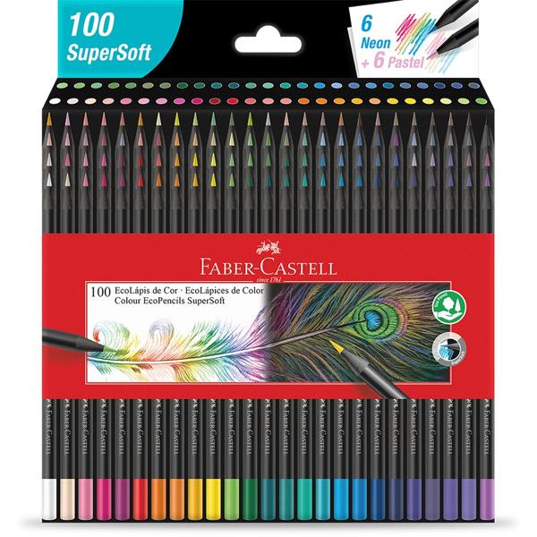 Lápis de Cor SuperSoft 100 Cores, Faber-Castell - CX 1 UN Lápis de Cor SuperSoft 100 Cores, Faber-Castell - CX 1 UN