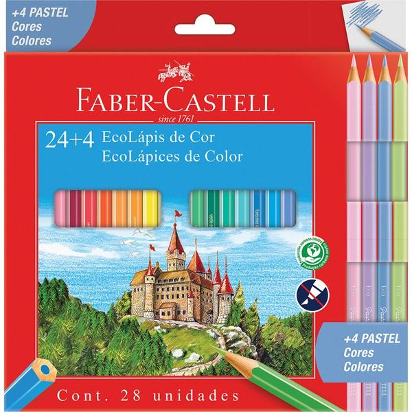 Lápis de Cor 24 Cores + 4 Pastel, Faber-Castell - CX 1 UN Lápis de Cor 24 Cores + 4 Pastel, Faber-Castell - CX 1 UN