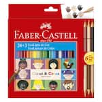 Lápis de Cor Caras e Cores 24 Cores + 6 Tons de Pele, Faber-Castell - CX 1 UN