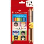 Lápis de Cor Caras e Cores 12 Cores + 6 Tons de Pele, Faber-Castell - CX 1 UN