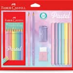 Kit Tom Pastel 10 de Cor + 2 Grafite + 6 Canetinhas + Apontador e Borracha, Faber-Castell - CX 1 UN