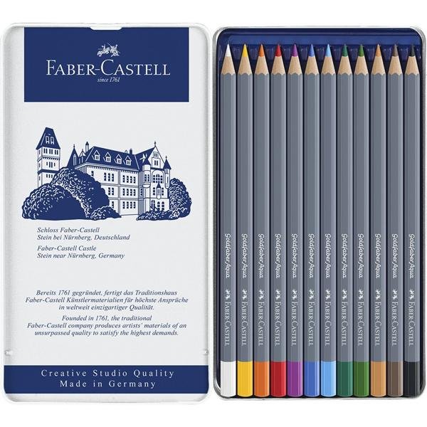 Lápis de Cor Aquarelável Goldfaber 12 Cores Faber-Castell - Estojo ET 1 UN