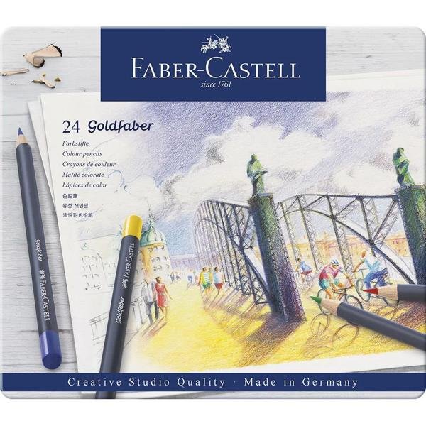 Lápis de Cor Permanente Goldfaber 24 Cores Faber-Castell - Estojo ET 1 UN