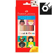 Lápis de Cor Caras e Cores 12 Cores, Faber-Castell - CX 1 UN