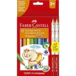Lápis de Cor Triangular Jumbo 12 Cores + 2 Triangular Jumbo Grafite, Faber-Castell - CX 1 UN