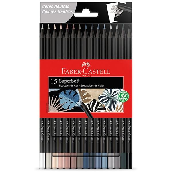 Lápis de Cor 15 Cores SuperSoft, Cores Neutras, Faber-Castell - ET 15 UN Lápis de Cor 15 Cores SuperSoft, Cores Neutras, Faber-Castell - ET 15 UN
