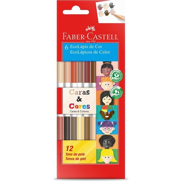 Lápis de Cor Bicolor Caras & Cores, 12 Cores, Faber-Castell - CX 1 UN