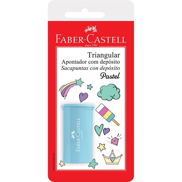 Apontador com Depósito Triangular, Tons Pastel, Cores sortidas, Faber-Castell - BT 1 UN Apontador com Depósito Triangular, Tons Pastel, Cores sortidas, Faber-Castell - BT 1 UN