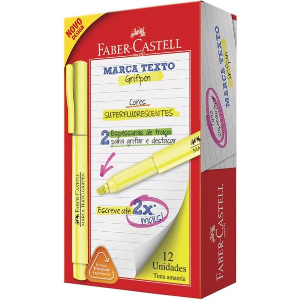 Marca Texto Grifpen, Amarelo, 12 Unidades, Faber-Castell - CX 12 UN Marca Texto Grifpen, Amarelo, 12 Unidades, Faber-Castell - CX 12 UN