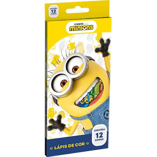 Lápis de Cor 12 cores, Minions, 905659, Tris - CX 1 UN