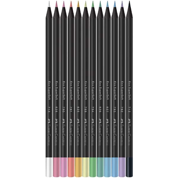 Lápis De Cor Supersoft, redondo, 12 Cores Pastel, Faber-Castell - ET 12 UN