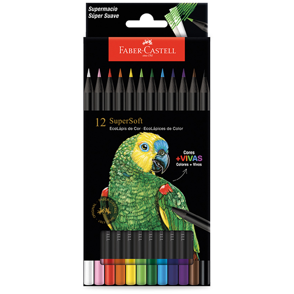 Lápis De Cor redondo Supersoft, 12 Cores, Faber Castell - ET 12 UN Lápis De Cor redondo Supersoft, 12 Cores, Faber Castell - ET 12 UN
