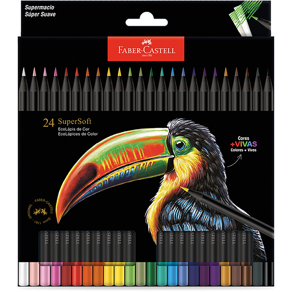 Lápis De Cor redondo Supersoft, 24 Cores, Faber-Castell - ET 24 UN Lápis De Cor redondo Supersoft, 24 Cores, Faber-Castell - ET 24 UN