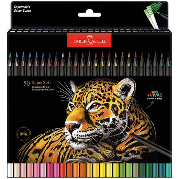 Lápis De Cor redondo Supersoft, 50 Cores, Faber-Castell - ET 50 UN