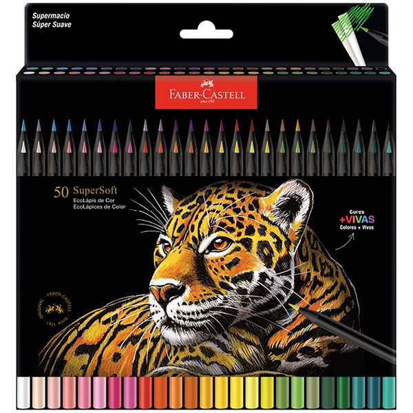 Lápis De Cor redondo Supersoft, 50 Cores, Faber-Castell - ET 50 UN Lápis De Cor redondo Supersoft, 50 Cores, Faber-Castell - ET 50 UN