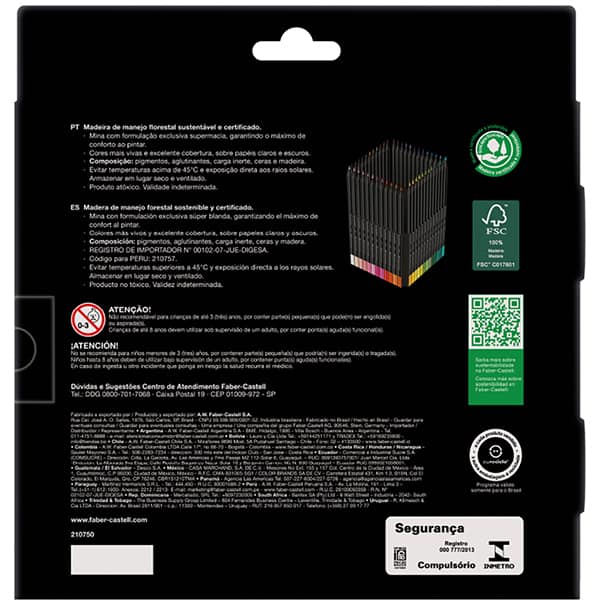 Lápis De Cor redondo Supersoft, 50 Cores, Faber-Castell - ET 50 UN