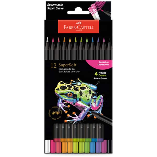 Lápis De Cor redondo Supersoft, 12 Cores Metálicas, Faber-Castell - ET 12 UN