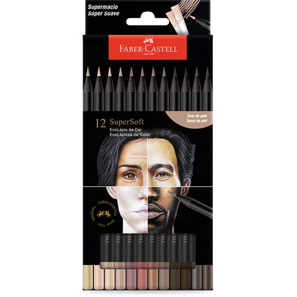Lápis de cor redondo Supersoft, 12 Tons De Pele, Faber-Castell - ET 12 UN