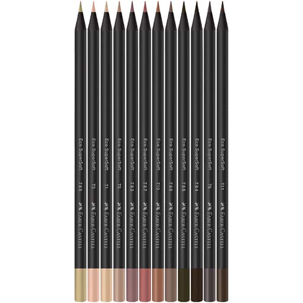 Lápis de cor redondo Supersoft, 12 Tons De Pele, Faber-Castell - ET 12 UN