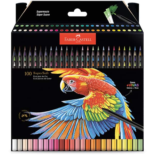 Lápis De Cor redondo Supersoft, 100 Cores, Faber-Castell - ET 100 UN