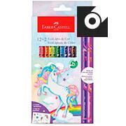 Lápis de Cor Unicórnio, 12 Cores, + 2 Cores misturinhas, Faber-Castell - CX 14 UN