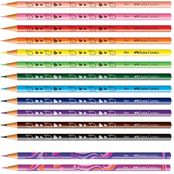 Lápis de Cor EcoLápis Unicórnio, 12 Cores, + 2 Cores misturinhas, Faber-Castell - CX 14 UN