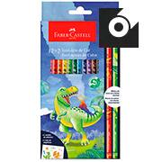 Lápis de Cor Dinossauros, 12 Cores, + 2 Cores misturinhas, Faber-Castell - CX 14 UN