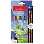 Lápis de Cor Dinossauros, 12 Cores, + 2 Cores misturinhas, Faber-Castell - CX 14 UN