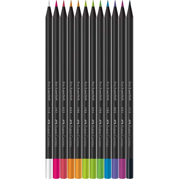 Lápis De Cor Supersoft, redondo, 12 Cores Neon, Faber-Castell - ET 12 UN