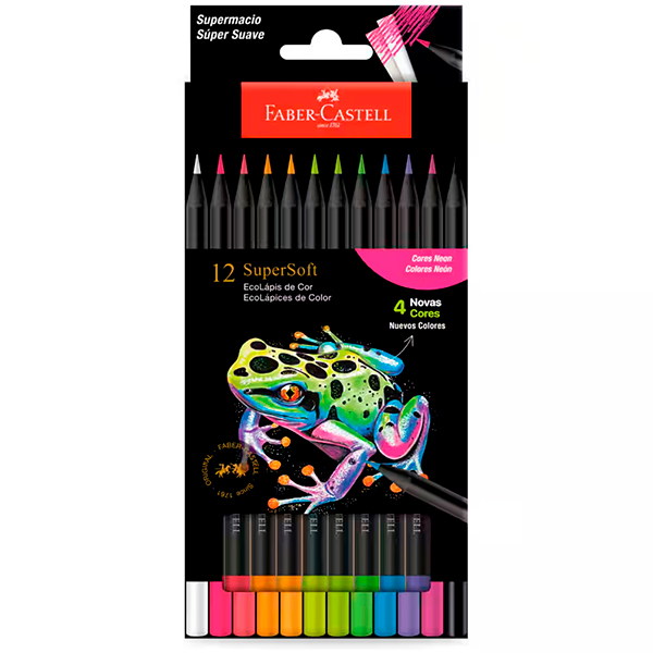 Lápis De Cor Supersoft, redondo, 12 Cores Neon, Faber-Castell - ET 12 UN Lápis De Cor Supersoft, redondo, 12 Cores Neon, Faber-Castell - ET 12 UN
