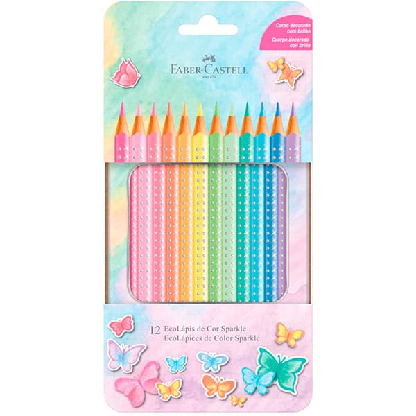 Lápis De Cor triangular Sparkle, 12 Cores, Faber-Castell - ET 12 UN