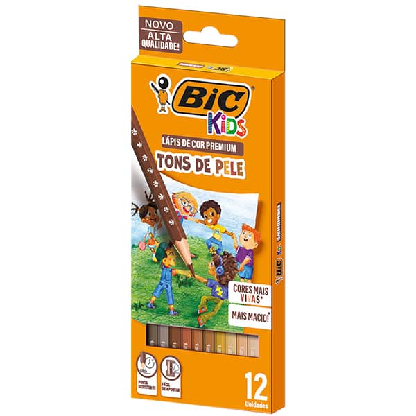 Lápis de Cor 12 cores Tons de Pele, Cores Vivas, 301087, BIC - BT 12 UN Lápis de Cor 12 cores Tons de Pele, Cores Vivas, 301087, BIC - BT 12 UN