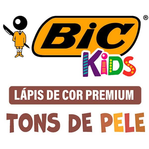 Lápis de Cor 12 cores Tons de Pele, Cores Vivas, 301087, BIC - BT 12 UN Lápis de Cor 12 cores Tons de Pele, Cores Vivas, 301087, BIC - BT 12 UN