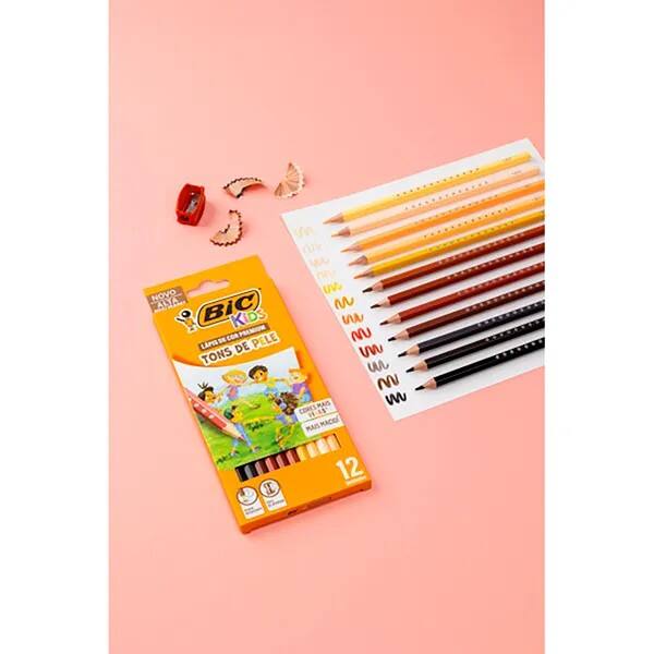 Lápis de Cor 12 cores Tons de Pele, Cores Vivas, 301087, BIC - BT 12 UN Lápis de Cor 12 cores Tons de Pele, Cores Vivas, 301087, BIC - BT 12 UN