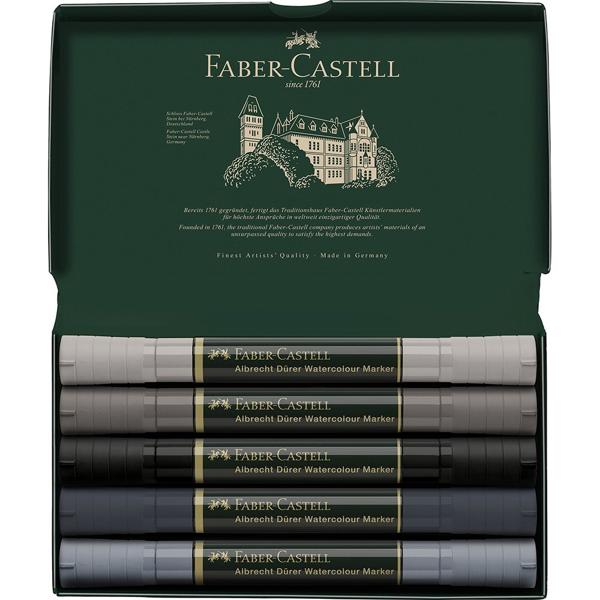 Canetas Artísticas Aquareláveis Albrecht Dürer 5 Tons de Cinza, Faber-Castell CX 1 UN Canetas Artísticas Aquareláveis Albrecht Dürer 5 Tons de Cinza, Faber-Castell CX 1 UN