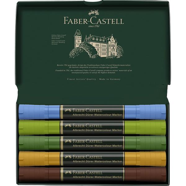 Canetas Artísticas Aquareláveis Albrecht Dürer 5 Tons da Natureza, Faber-Castell CX 1 UN Canetas Artísticas Aquareláveis Albrecht Dürer 5 Tons da Natureza, Faber-Castell CX 1 UN