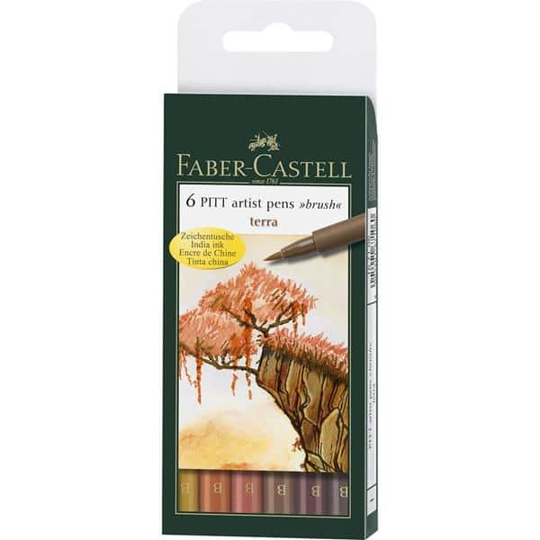 Canetas Artísticas Pitt 6 Tons de Terra, Faber-Castell CX 1 UN