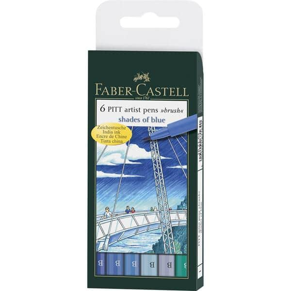 Canetas Artísticas Pitt 6 Tons Celestes, Faber-Castell CX 1 UN