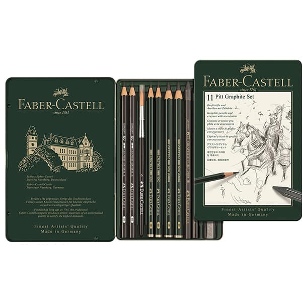 Kit Escrita Lápis Pitt Graphite Set com 11 itens, 112972, Faber-Castell - ET 11 UN