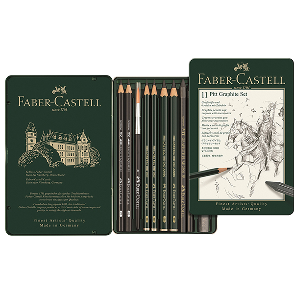 Kit Escrita e Desenho de Grafite Pitt com 11 itens, 112972, Faber-Castell - ET 11 UN Kit Escrita e Desenho de Grafite Pitt com 11 itens, 112972, Faber-Castell - ET 11 UN