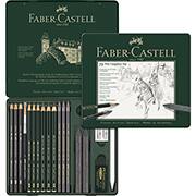 Kit Escrita e Desenho de Grafite Pitt com 19 itens, 112973, Faber-Castell - ET 19 UN