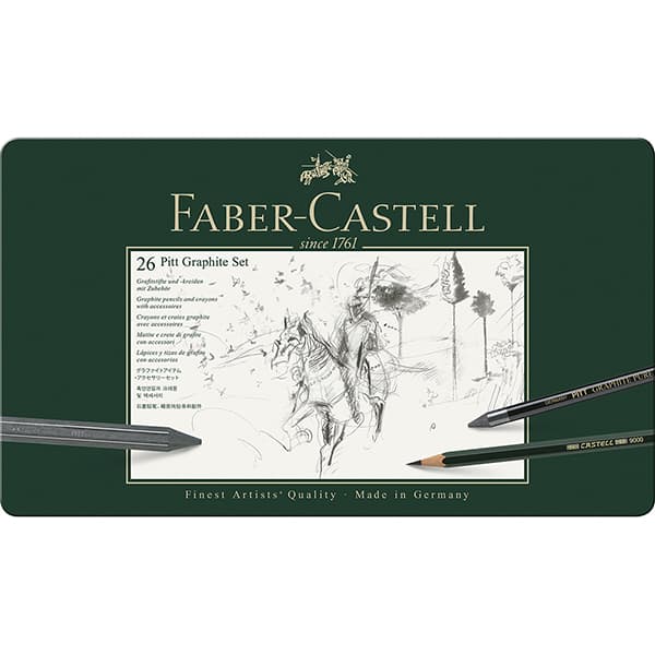 Kit Escrita Lápis Pitt Graphite Set com 26 itens, 112974, Faber-Castell - ET 26 UN