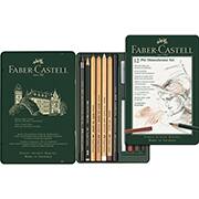 Kit Escrita e Desenho Monocromático Pitt com 12 itens, 112975, Faber-Castell - ET 12 UN